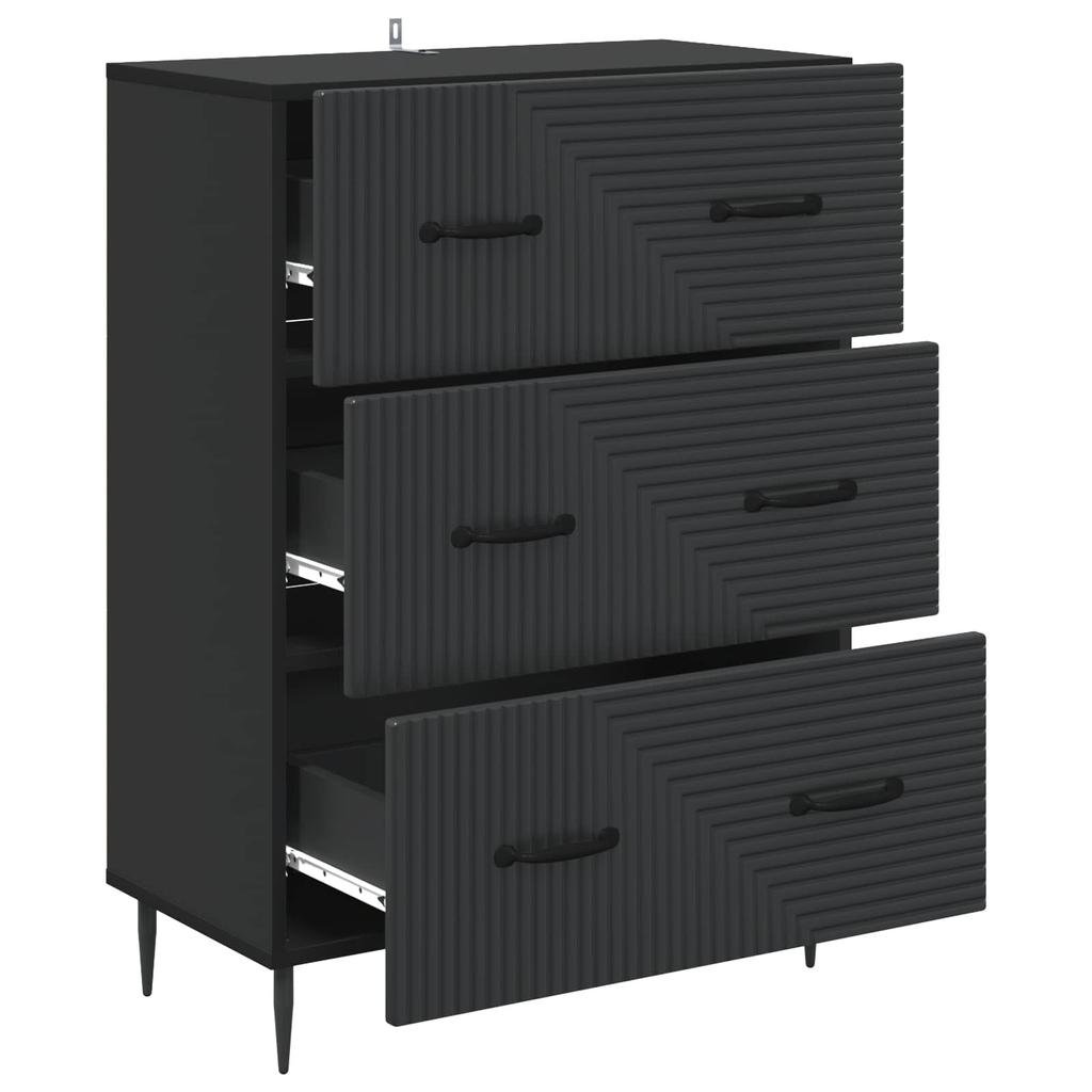Drawer Cabinet Black 66 x 34.5 x 89.5 cm Particleboard