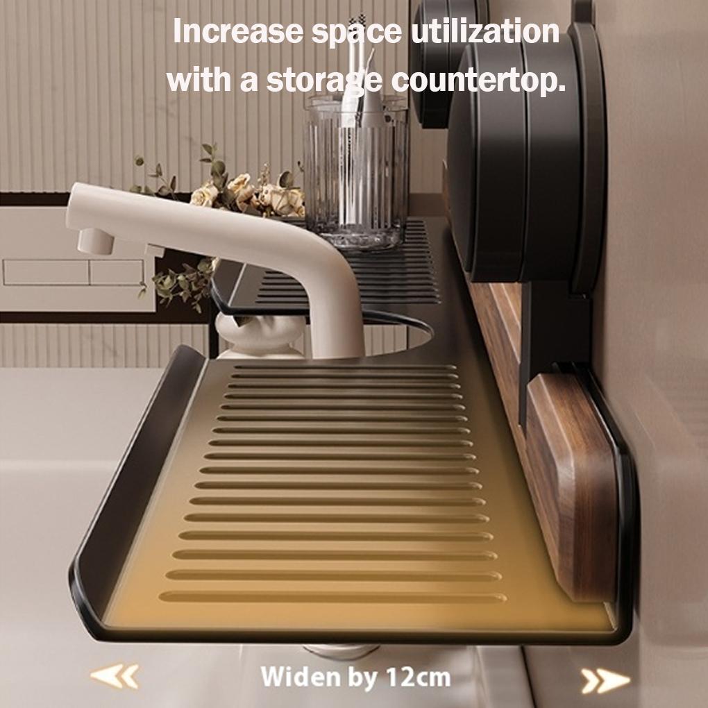 Tap Organiser For Bathroom Wall Mounted Walnut Shelf For Bedroom And Toilet Organization Caravans