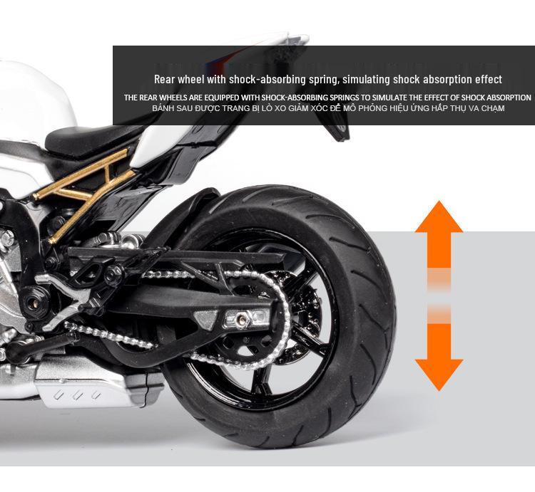 1:12 Kawasaki Ducati Alloy Motorcycle Toy with Sound, Light, and Sliding Motion