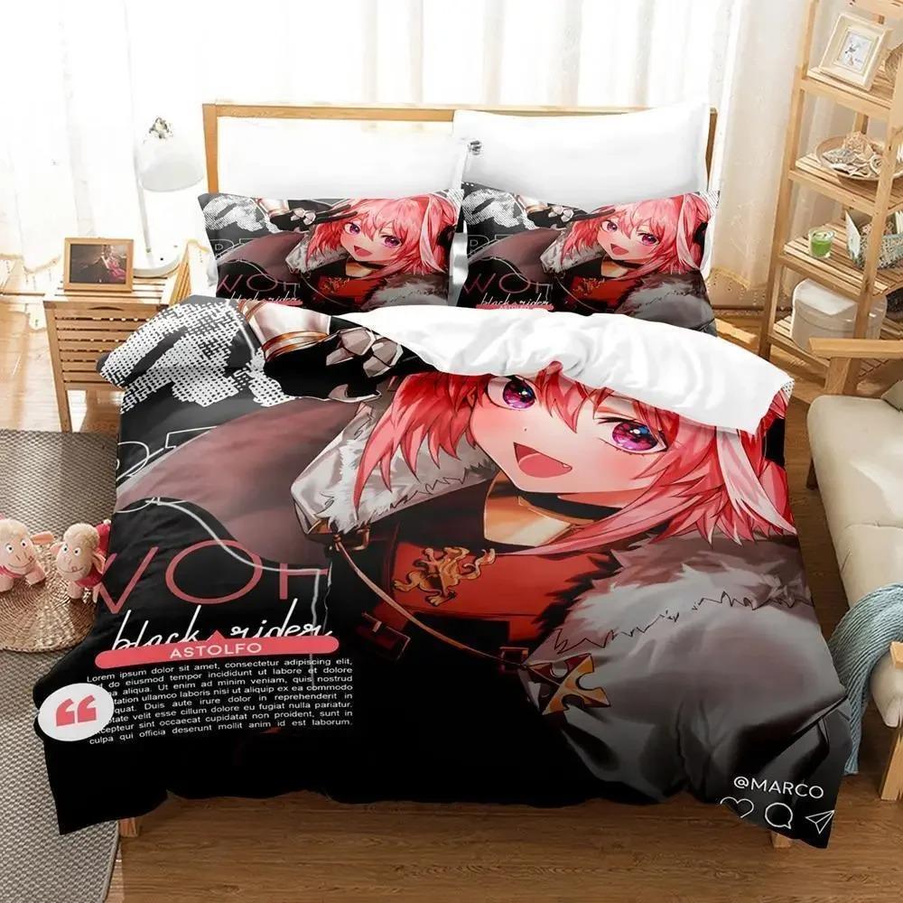 Fate  Astolfo Bedding Collection Single Twin Full Queen King Size Bed Collection Aldult Kid Bedroom Duvetcover Collections 3D Anime With Bed Linen
