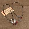 Mid-Century Style Double Fish Ceramic Necklace - Retro Distressed Sweater Chain Jewelry