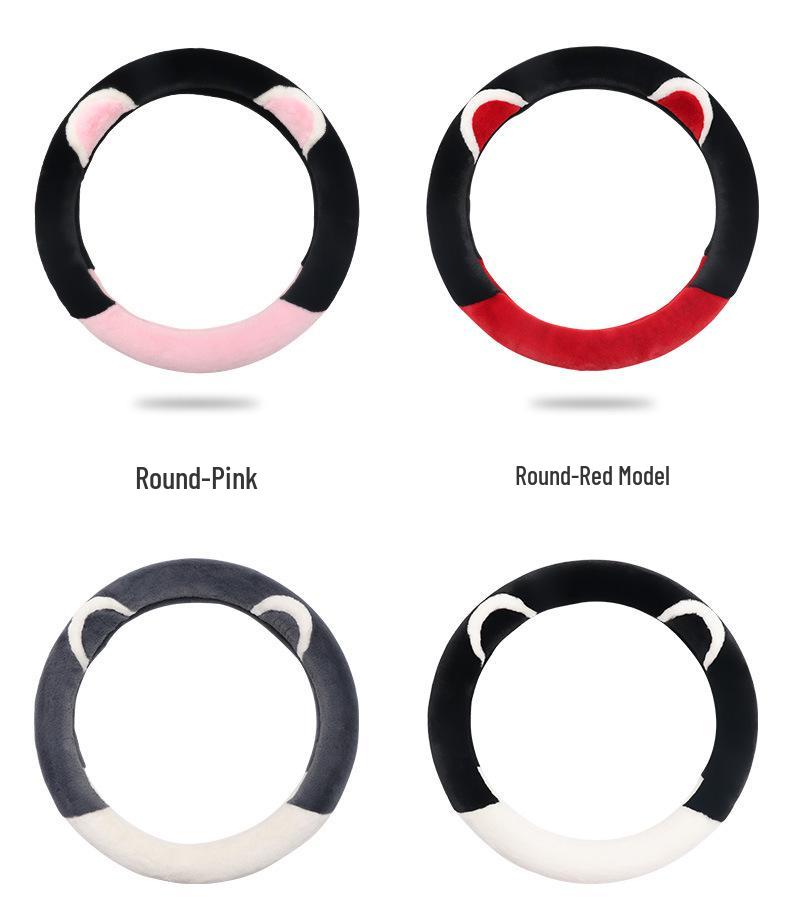 Women's Plush Winter Steering Wheel Cover - Korean Fashion, Universal Fit, Warm & Heated, Four Seasons Use.