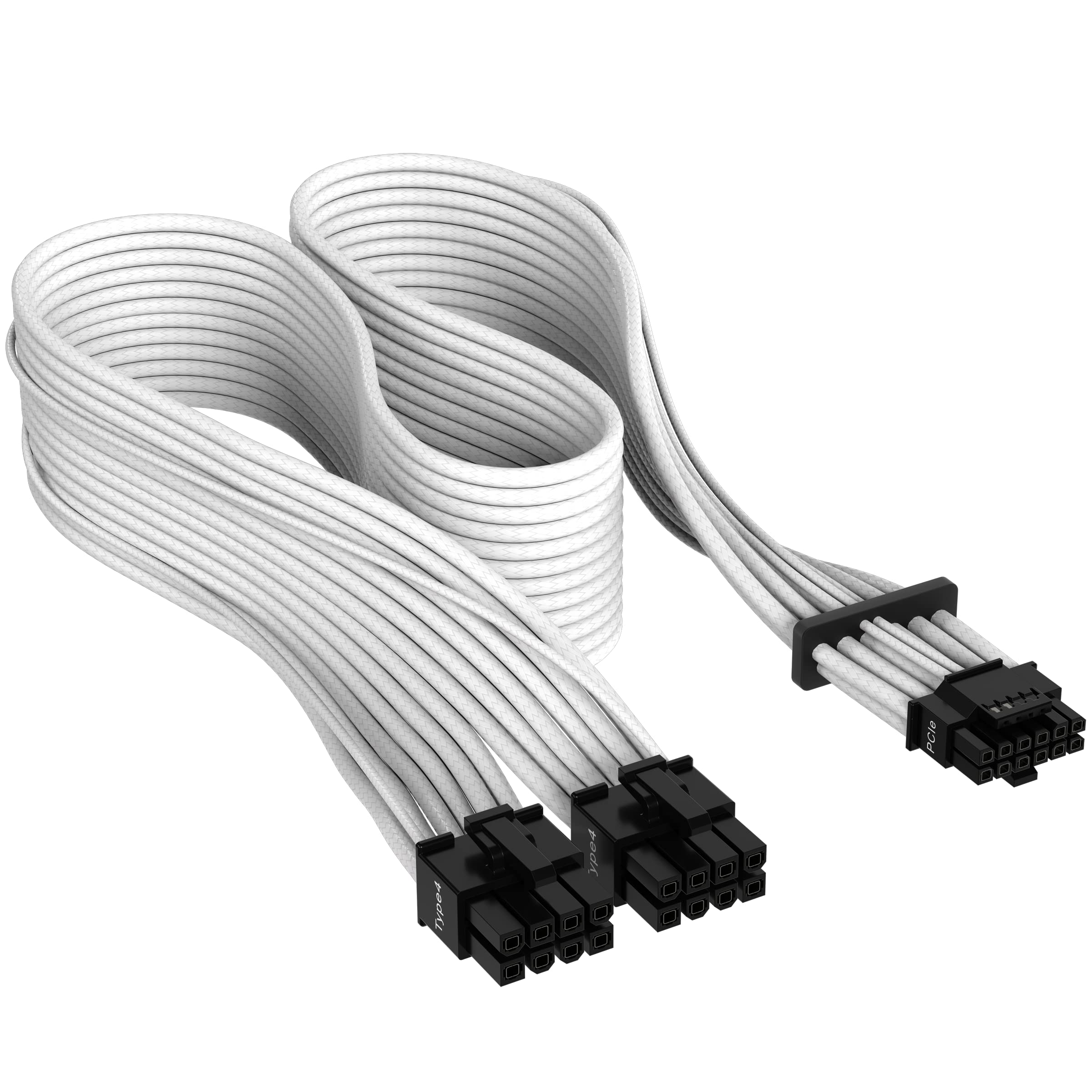 

CORSAIR Pin Modular Power Supply Cable PCIe Gen 5 600W 12VHPWR Sleeved Cable White 12+4 Type-4 CP-8920332 білий