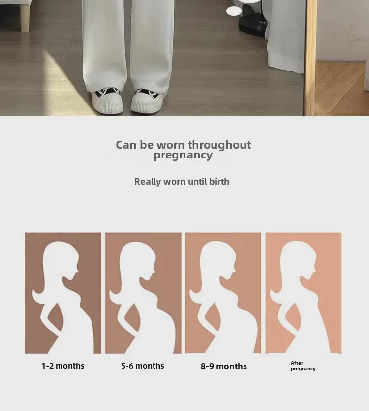 High-Waist Maternity Wide-Leg Trousers - Warm Velvet, Autumn/Winter Style