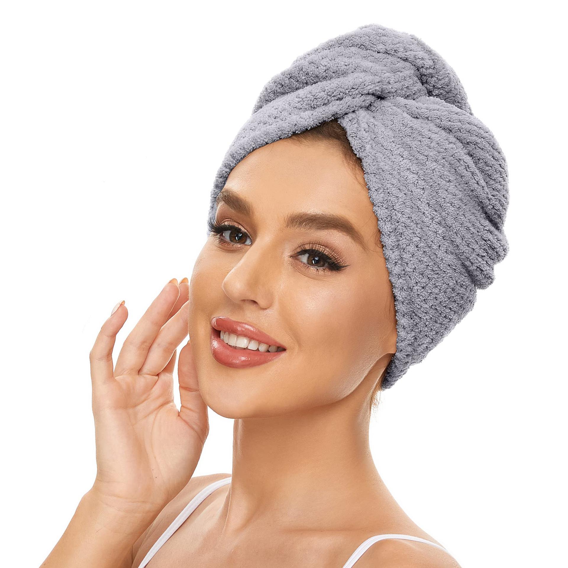 

Ультрамягкое полотенце из микрофибры — быстросохнущее, супервпитывающее полотенце для женщин и девочек, бережный уход за вьющимися или поврежденными волосами, прочный аксессуар для ванной комнаты 1pcs темно серый