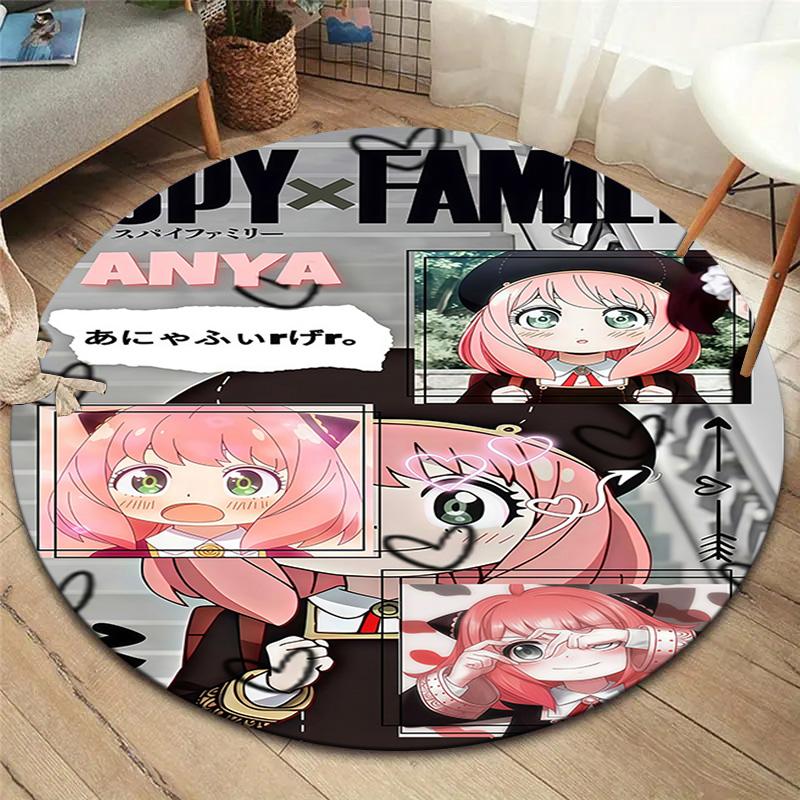 Spyfamily Round Area Rug Carpet Rug For Living Room Bedroom Sofa Playroom Decor Nonslip Floor Mat