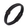 Anti-static Men's Stainless Steel Leather Magnetic Bracelet - European Retro Style