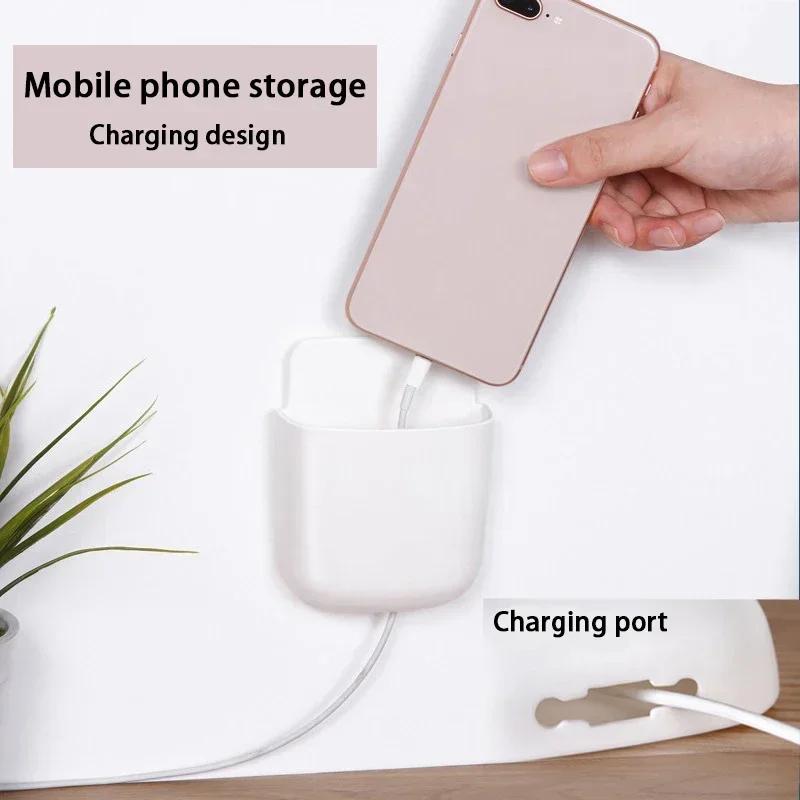 Montat pe perete cutie de depozitare suport pentru telefon mobil, suport pentru telecomandă, organizator de depozitare pentru aer condiționat TV