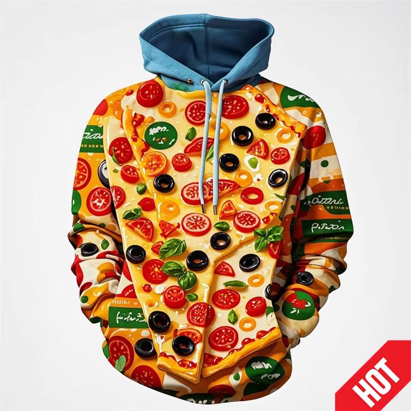 Men's Clothing 3D Printed Funny Food Pizza Hoodie Men's Streetwear Men's Oversized Hoodie Pullover Men's Autumn Hoodie