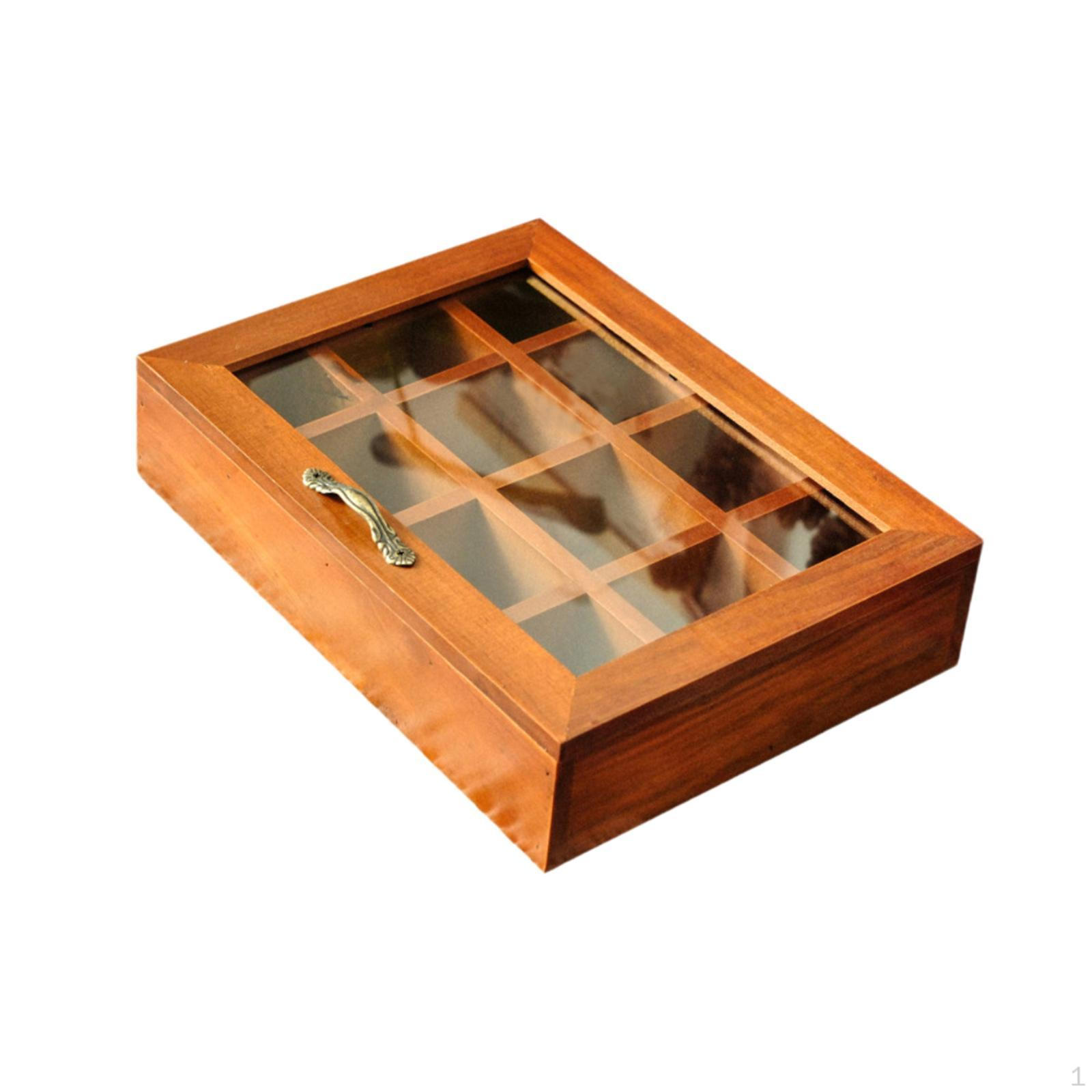 

Шкатулка для хранения украшений из дерева, декоративная витрина для памятных безделушек с крышкой для ожерелий 12 Grid