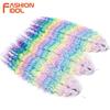 FASHION IDOL Ariel Twist Crochet Hair Synthetic 22 Inch 3 PCS Water Wave Hair Extensions Ombre Rainbow Color Braid Curly Hair