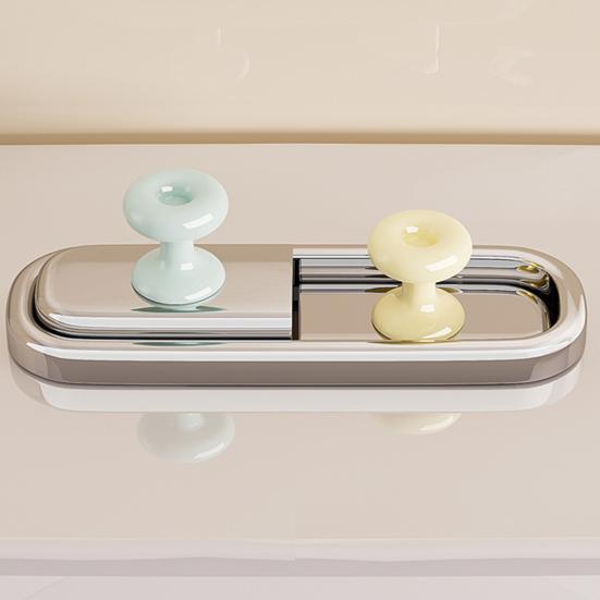 2Pcs Toilet Press Easy To Use Cleaning Tape Toilet Button Switch Donut Shape Toilet Press Switch Toilet Accessory