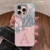 Case For iPhone 16 Pro Max 15 13 14 Plus 5G Phone Cover A-Z Letter Pink Flowers For iPhone 17 Air Shockproof Couple Hard Back
