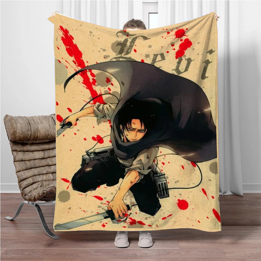 Vintage Japanese Anime Attack-on-Titan Flannel Blanket Soft Warm Throw Nap Blanket For Sofa Office Bed Office Camping Travelling