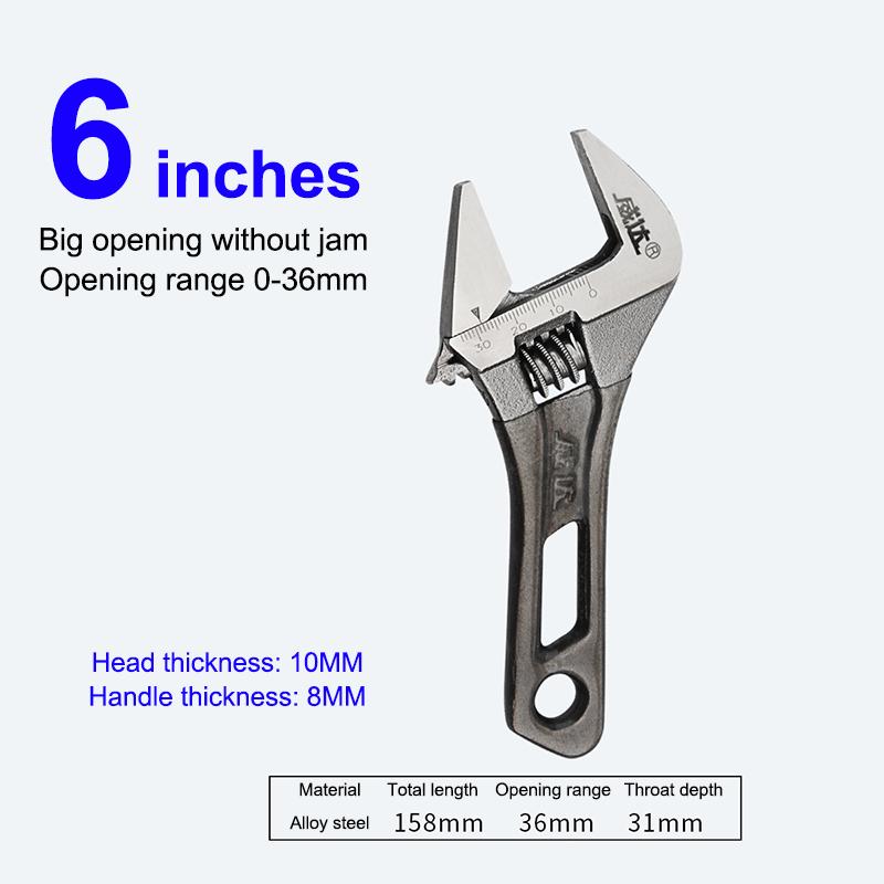 4/5/6/8 Inch Short Handle Adjustable Wrench Portable Mini Large Opening Monkey Spanner Household Wrench Tools