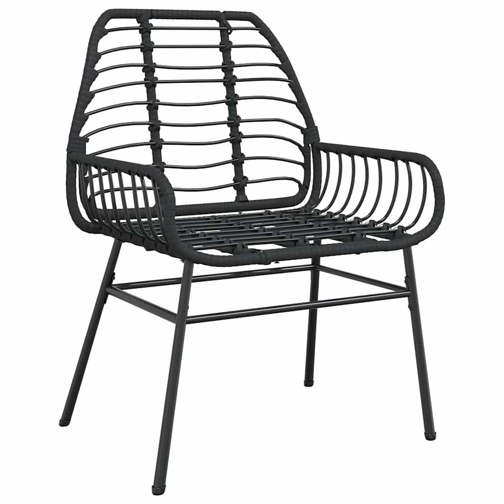 7 Piece Black Poly Rattan Outdoor Dining Set