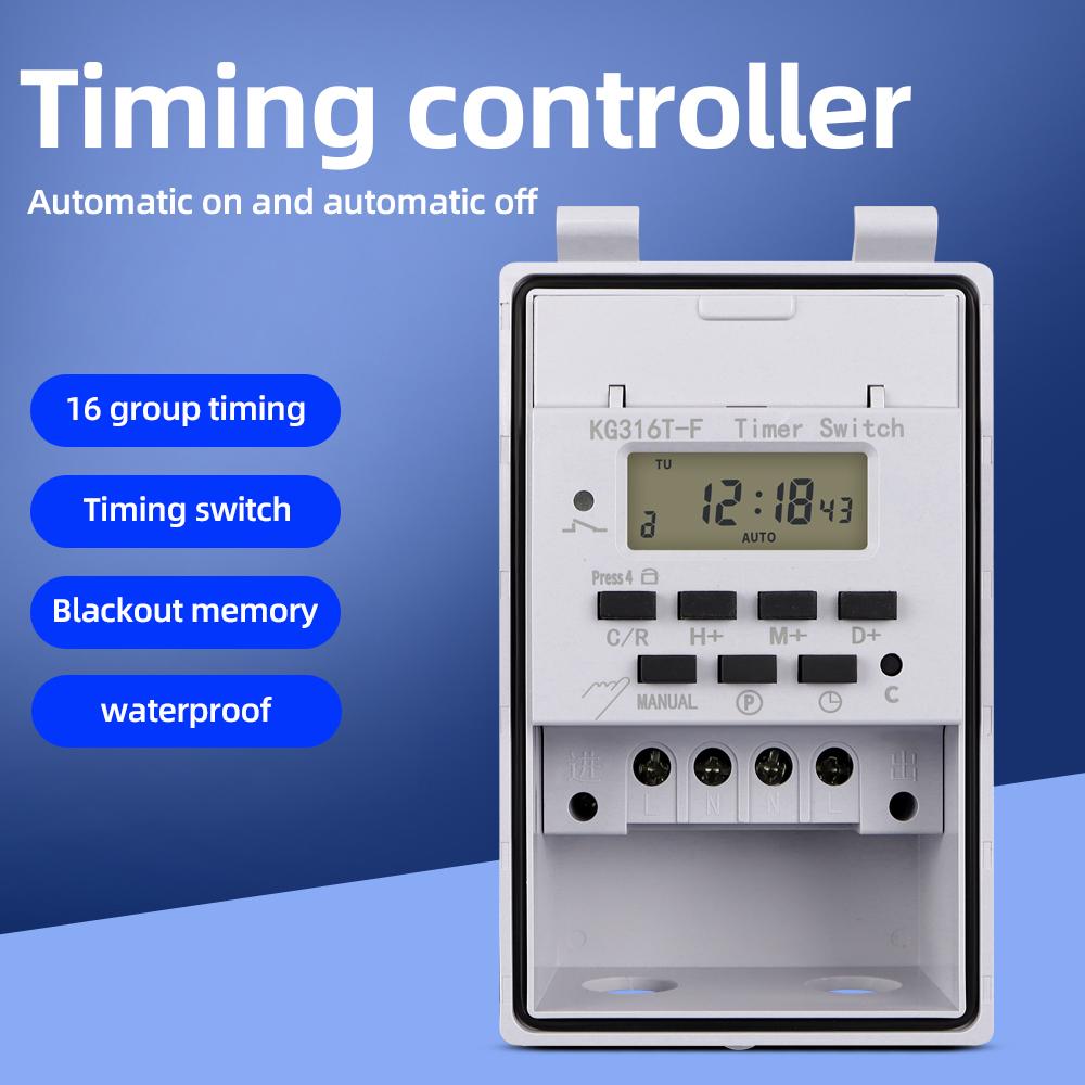 30A Digital Timer Switch Relay 168 Hours Weekly 7 Days Programmable Timer Control AC 220V KG316T With Outdoor Waterproof Box