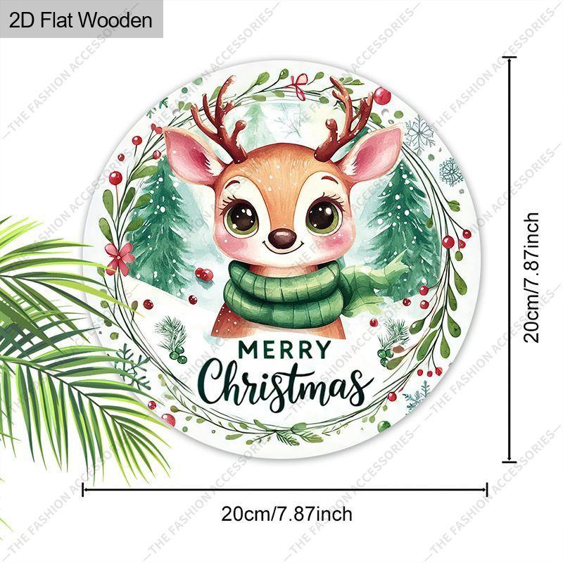 Christmas Decoration Sign,indoor Hanging decorations,2D Flat Wooden Products with Deer pattern,Christmas Gifts for Friends and Family