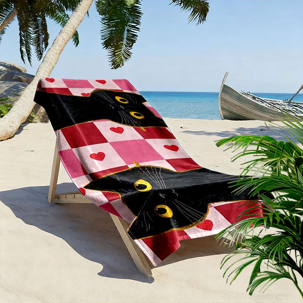 Black Cats & Hearts Towel A must-have beach towel for beach travel