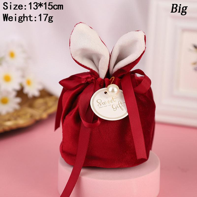 Velvet Easter Bunny Rabbits Bags Cute Bunny Gift Packing Bags Dropshipping Rabbit Chocolate Candy Bags Wedding Birthday Party