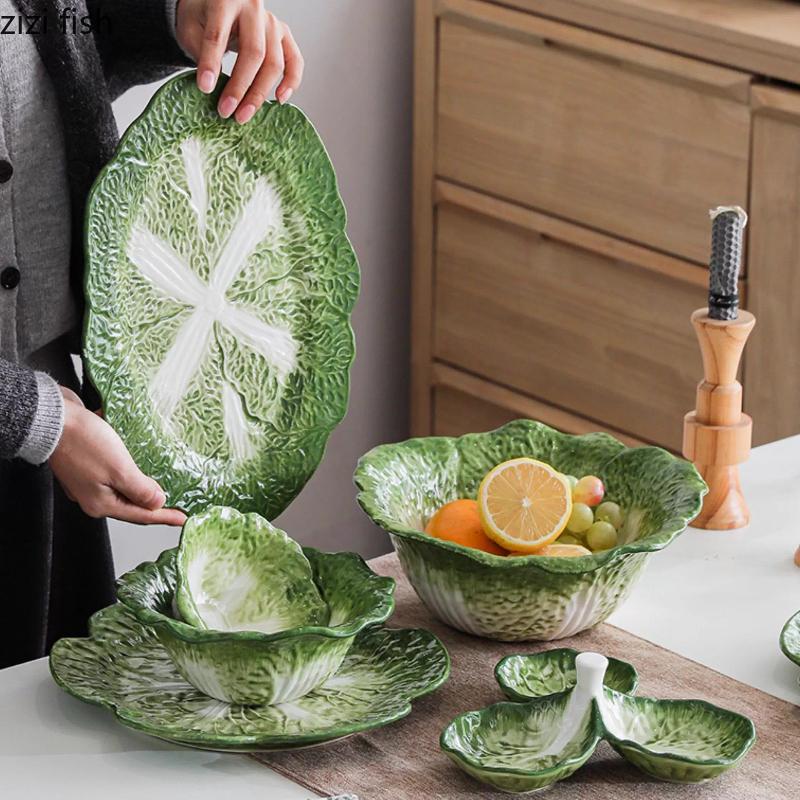 Cabbage Ceramic Dining Plate Dessert Bowl Soup Bowl Fish Dish Western Style Steak Plates Snack Plate Fruit Dish Salad Bowls