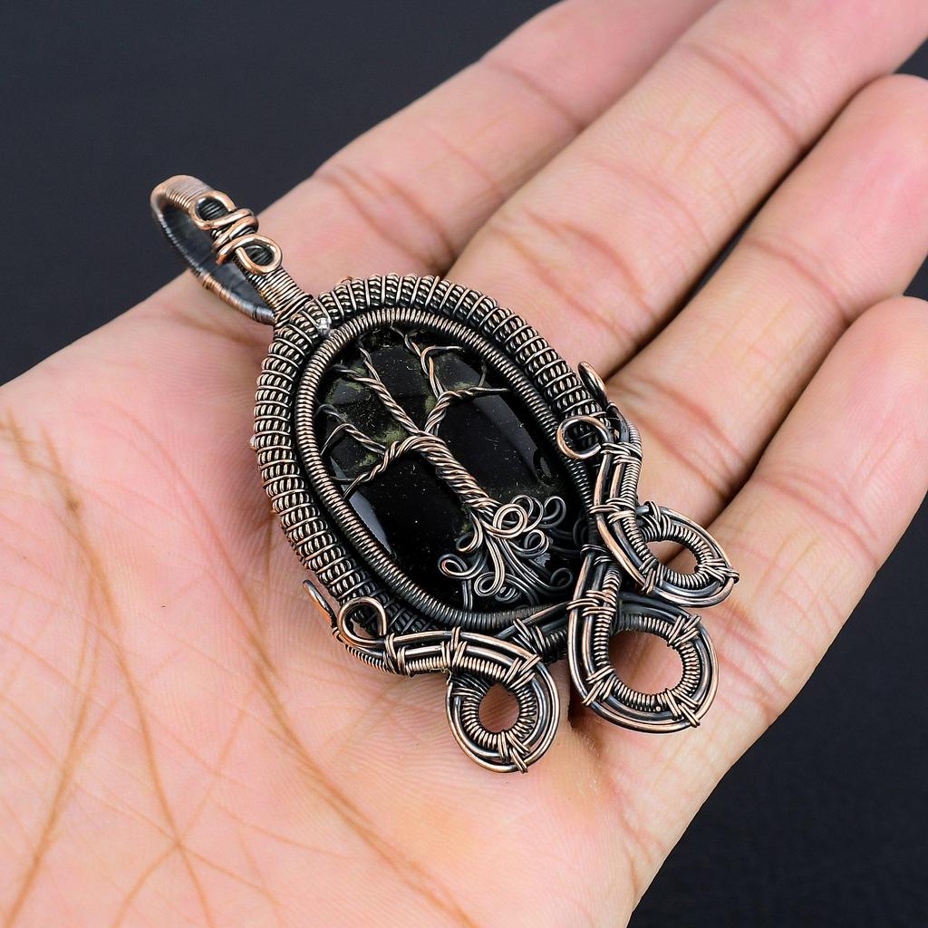 Black Onyx Jewelry,999 Copper Wire Wrapped Pendant Handmade Gemstone Jewelry, Gifts For Wife Brand New Pendant