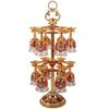 Vintage-Style Glass Liquor Cups Set With Stand 12pcs Small Shot Glasses Home Bar Whiskey Sake