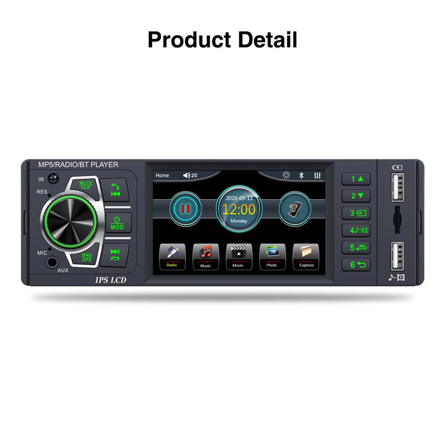 3.8" 1DIN Car Audio MP5 Radio Player FM Mirror Link Remote w/ Rear View Camera