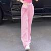 Women's Pink Plaid High-Waist Wide-Leg Pants - 2025 Collection