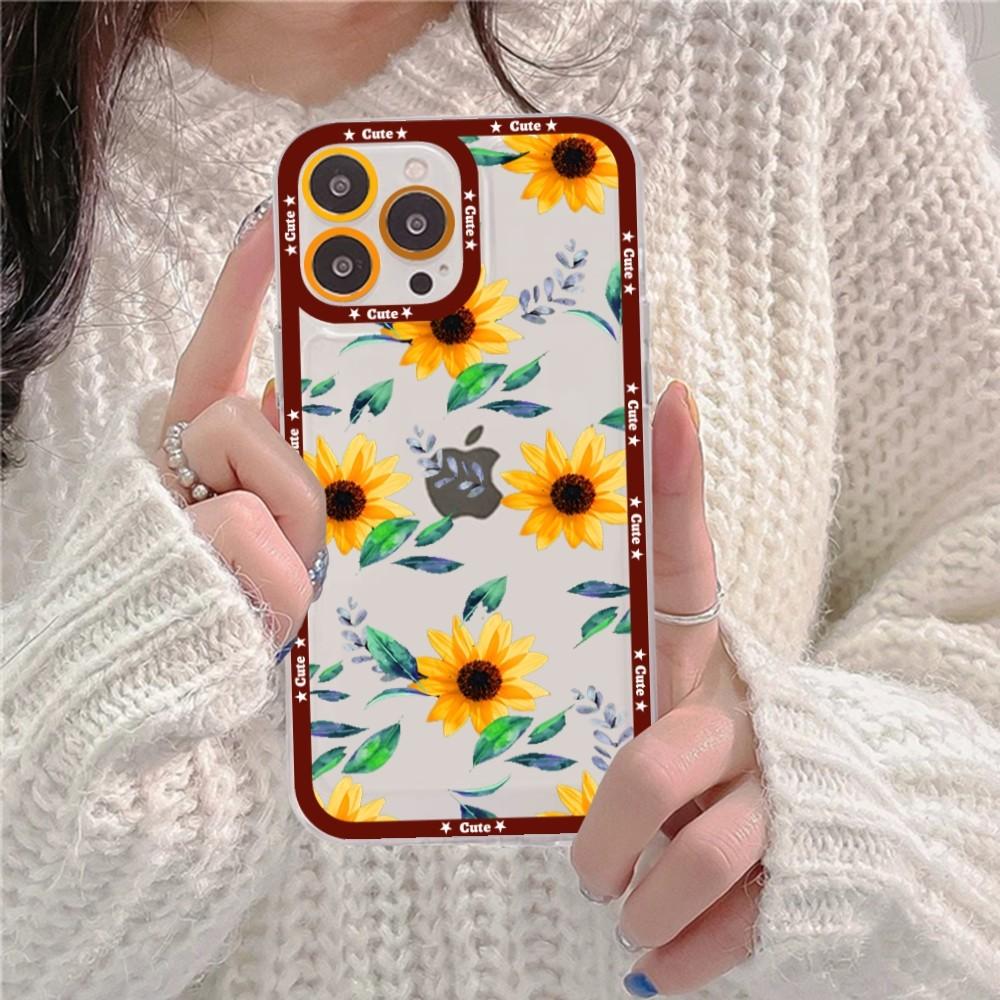 Beautiful Flower Sunflower Phone Case For iPhone 16 15 14 13 12 11 Pro Max XS X XR Mini Protective Cover