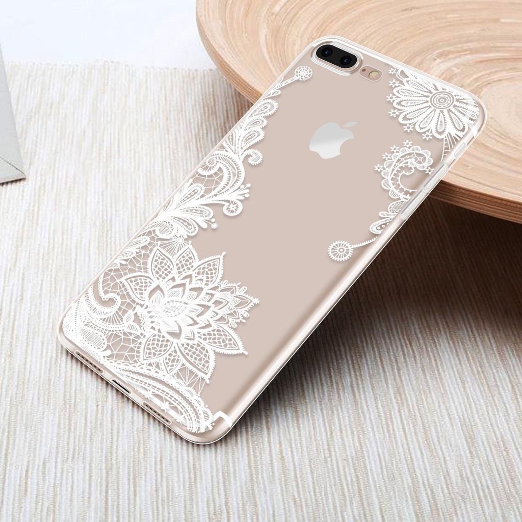 Lace Slim Flower Clear Soft Silicone Case Cover For Iphone X 6s 7 8 Plus