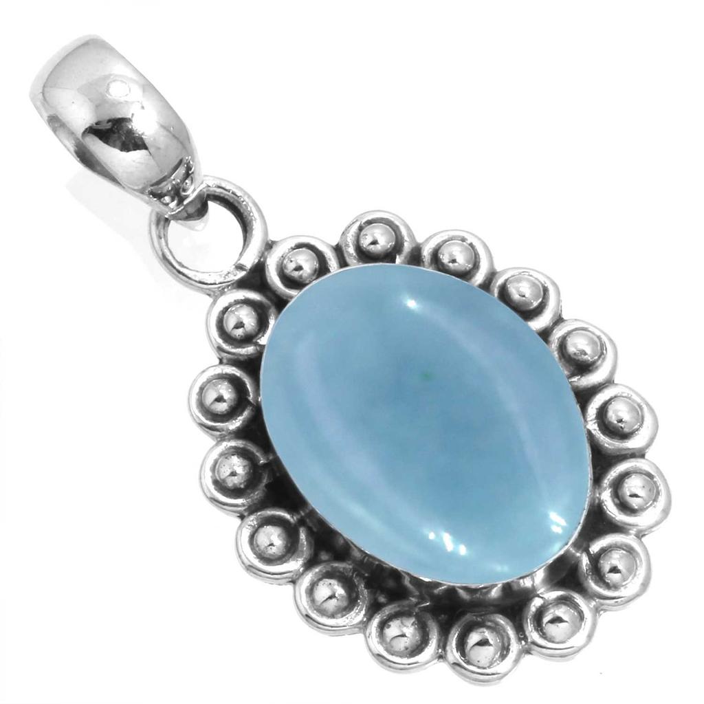 925 Sterling Silver Pendant Women Gemstone Handmade Jewelry Christmas Gift Amazonite Angelite Blue Opal Botswana Agate Mohave Azurite Chrysocolla