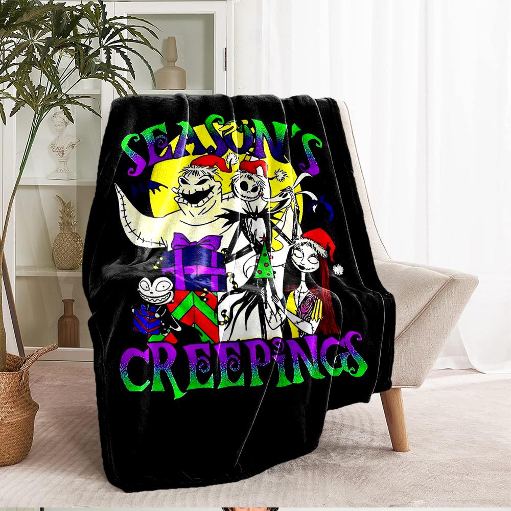 The Nightmare Before Christmas Theme Printed Blanket - Perfect for Couch, Bed, Travel & Outdoor Use | Machine Washable, Cozy & Durable.