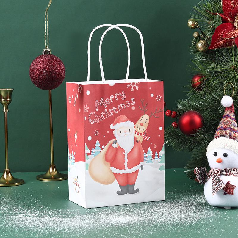 Weihnachtsgeschenktüte Heiligabend Süßigkeiten Keksverpackung Kreative Frohe Weihnachten Papiertüten Kraftpapier Geschenktüte