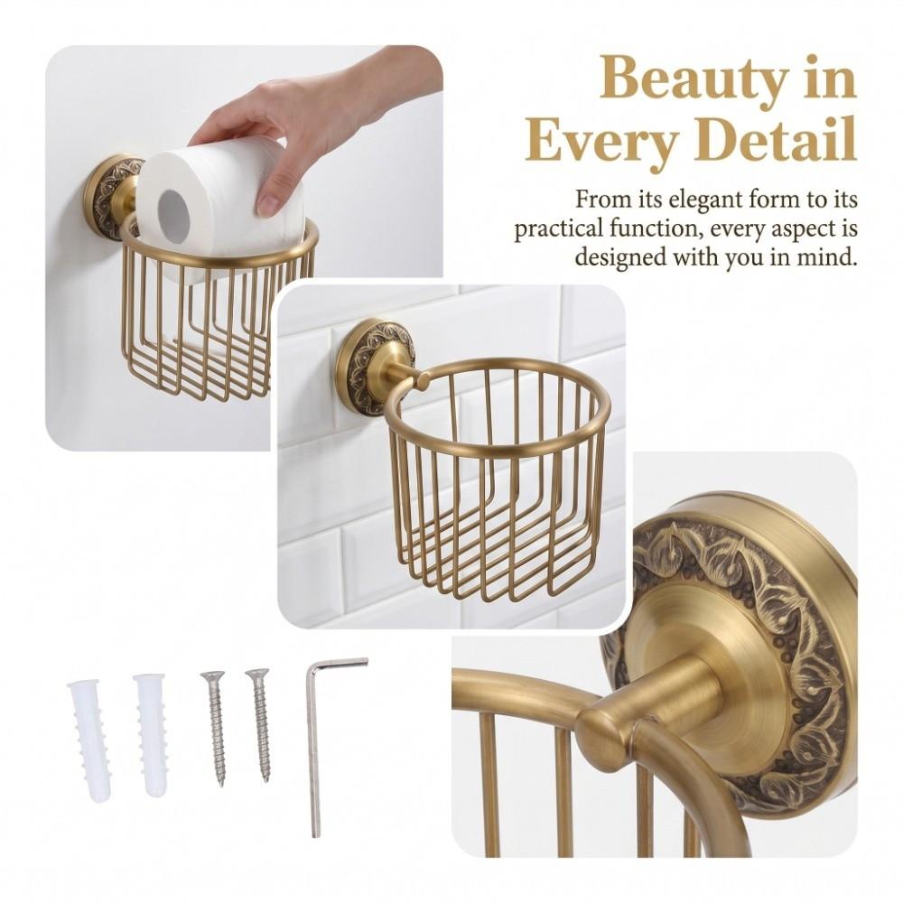 Copper Paper Towel Rack Brass Toilet Paper Holder Paper Holder Basket Bathroom Organization