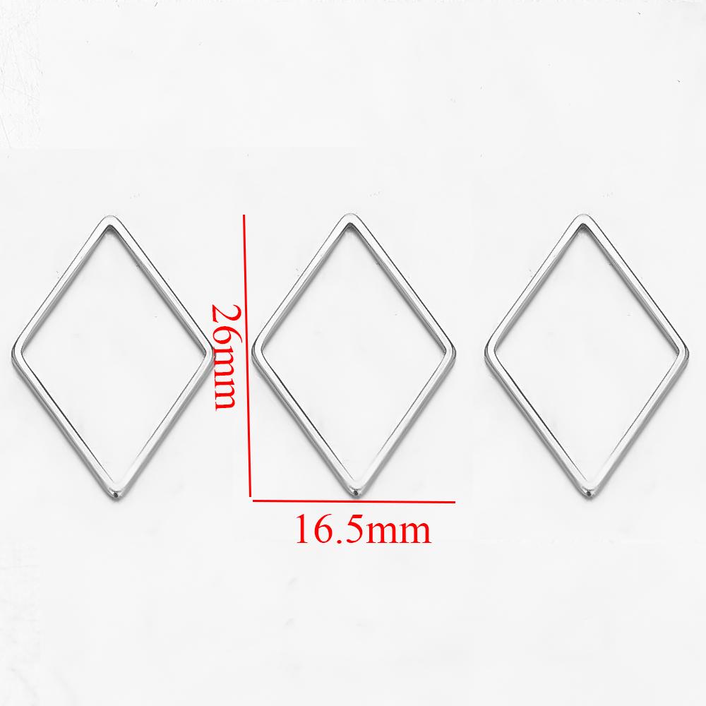 20pcs Stainless Steel Rhombus Charms for Bracelet Connector Necklace Pendants Handmade Earrings DIY Jewelry Making  Accessories