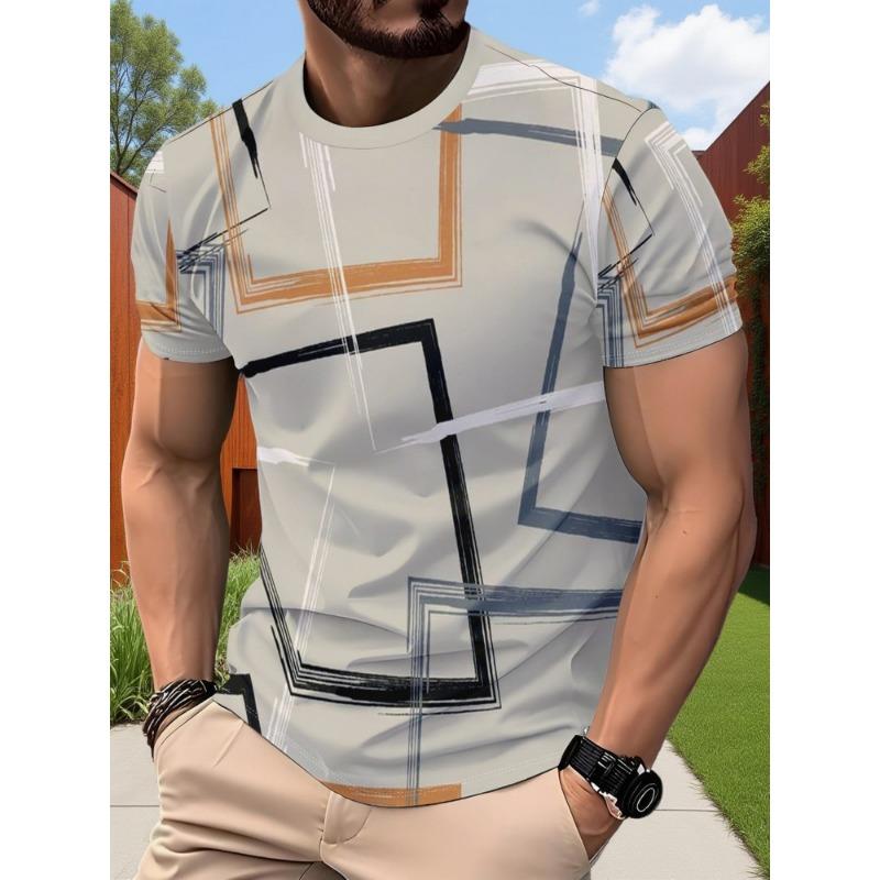 

Trendy Printed Men s Streetwear 3D Print T-Shirt, Vintage American Style Men s Casual Round Neck Short Sleeve, Quick-Dry Sports T-Shirt XL