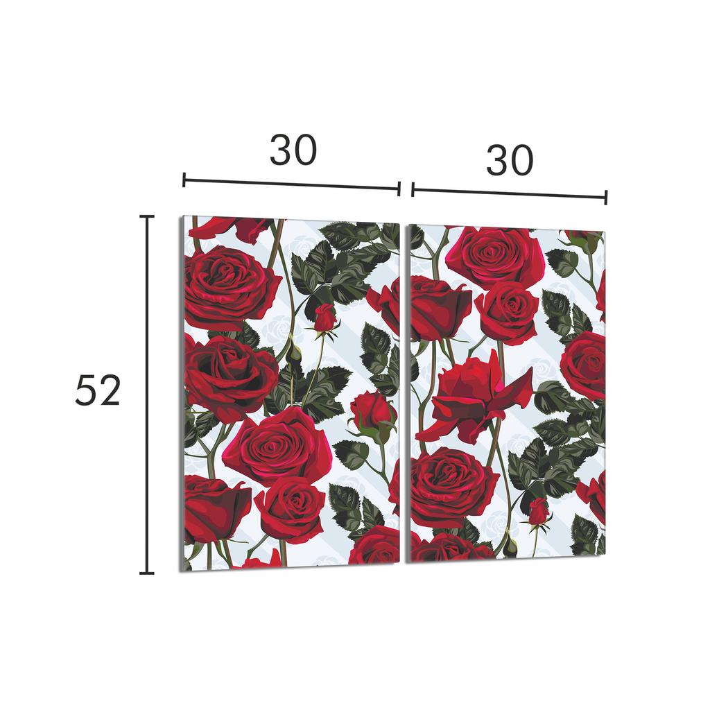 Glass Protective Hob Panel 2x30x52 Roses