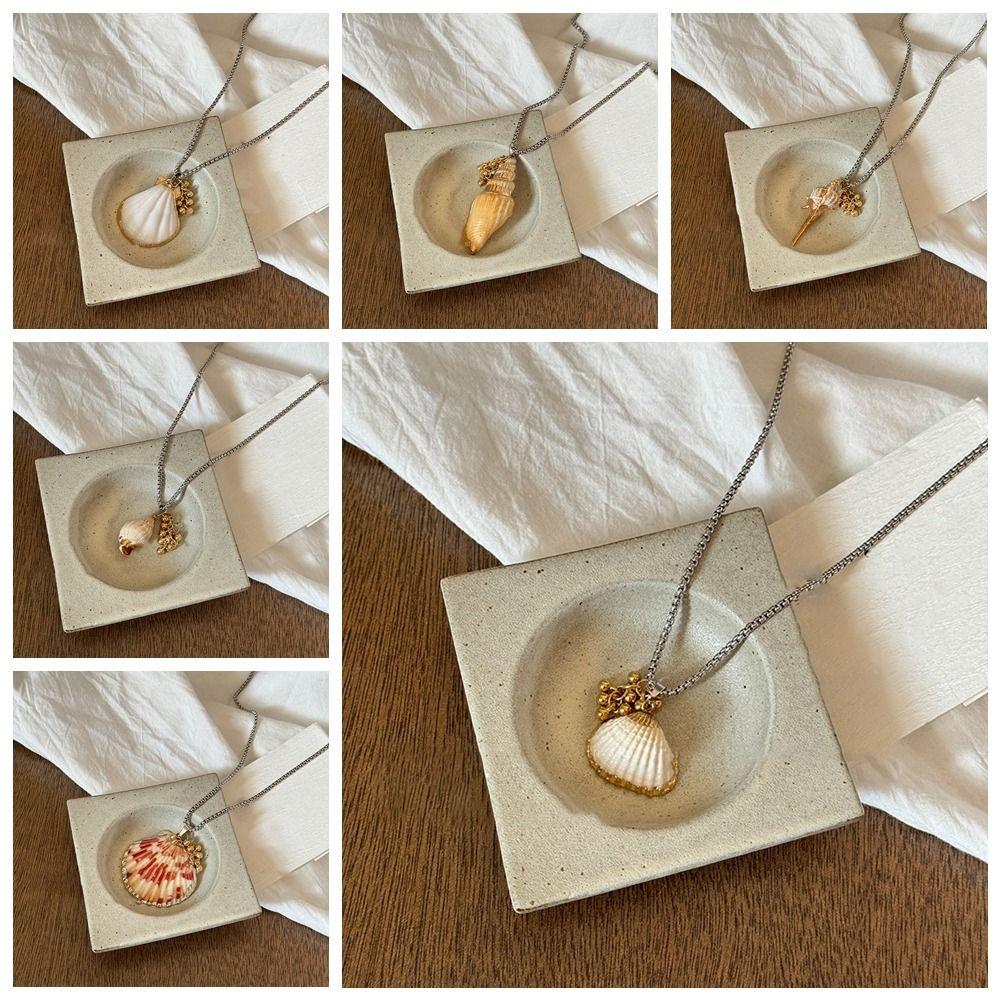 Jewelry Shell Pendant Necklace Scallop Ocean Style Beach Choker Trendy Conch Clavicle Chain  Summer