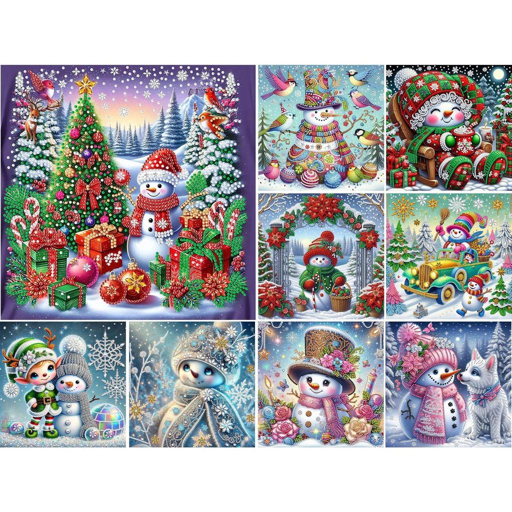 Snowman Special Shape Partial Drill Dimond Art Paintings for Home Office Wall Decor Crystal Rhinestones Diamond Painting 30x30cm