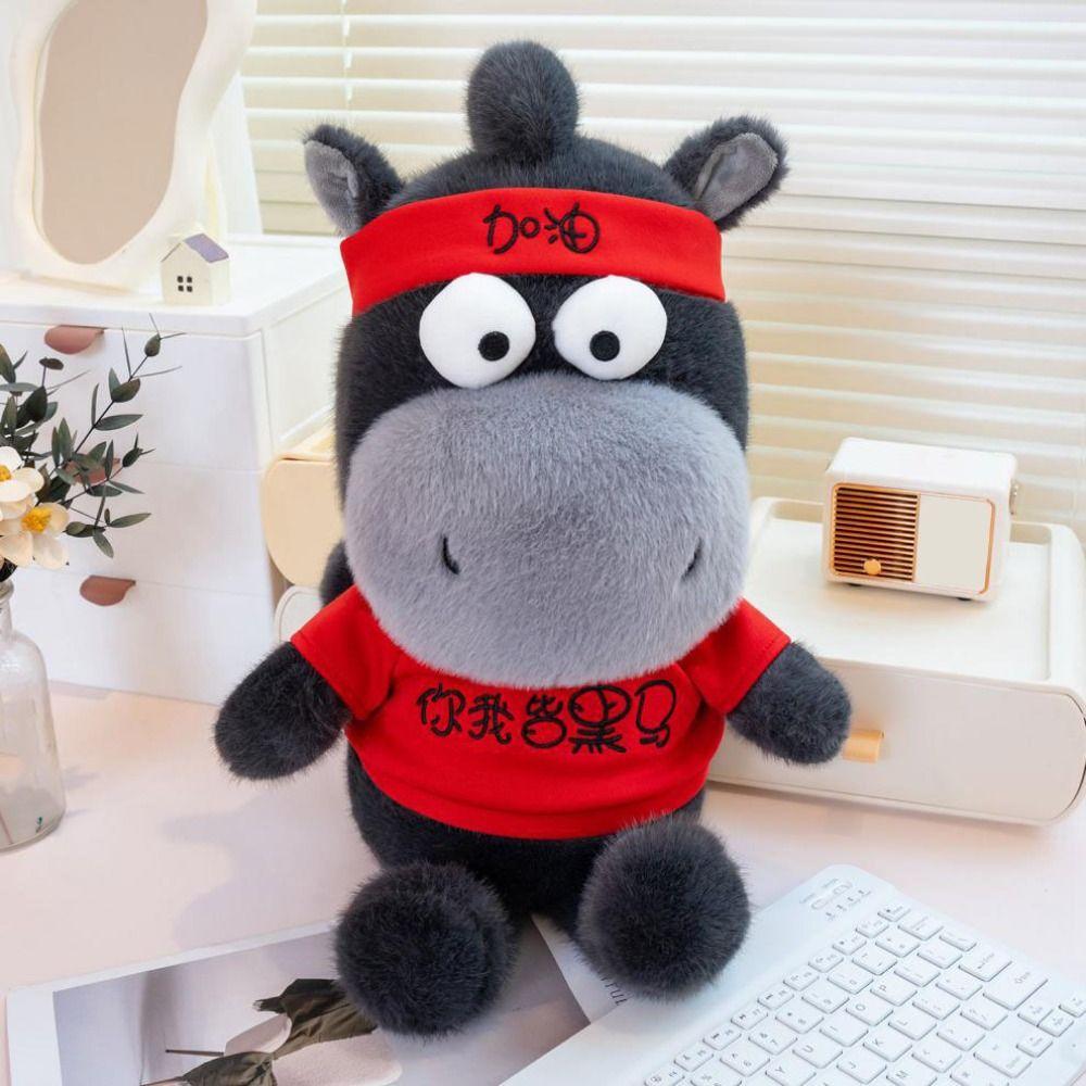 Anul Nou Cal Negru de Pluș Breloc Pandantiv Agățat pentru Geantă cu Litere Decorare Cheie Geantă