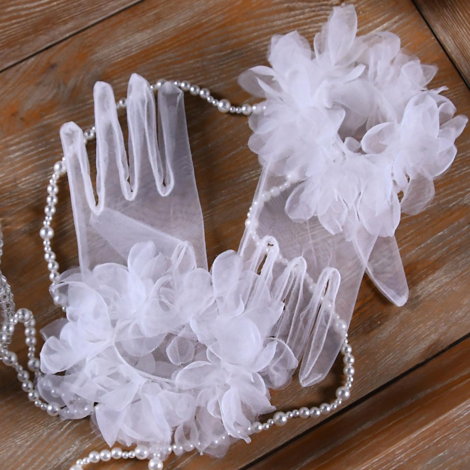 

Короткие кружевные перчатки с сетчатым бантом Элегантные свадебные аксессуары для платья невесты в стиле косплей Classic Romance vm34