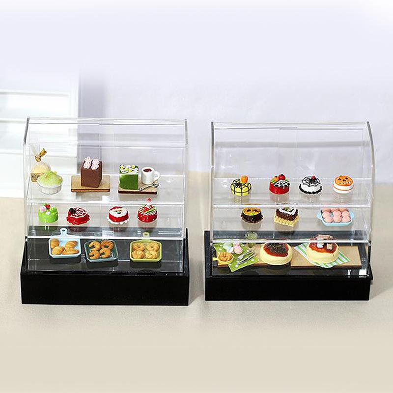 1:12 Miniature Cake Counter Wooden Showcase Cabinet Dollhouse Fruniture Decor