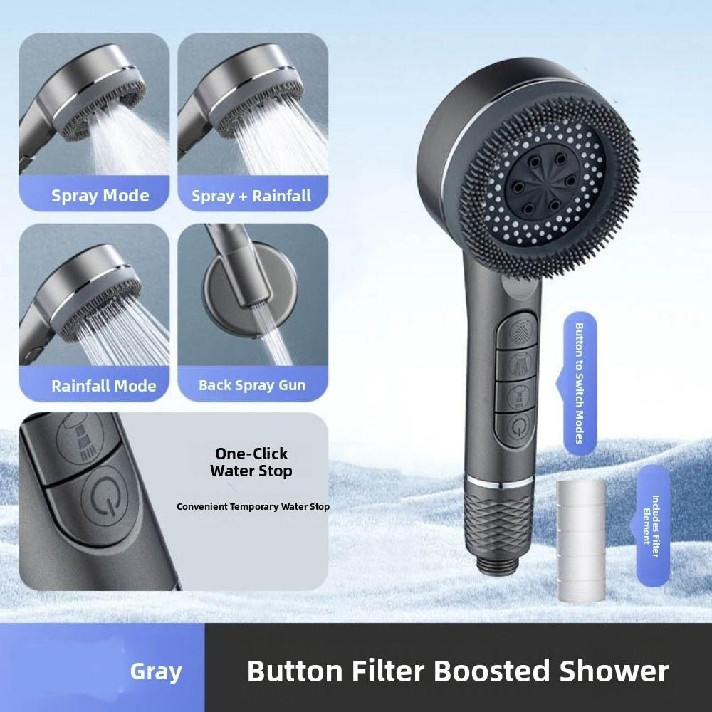 One-Key Stop Water Shower Head 4 Modes Shower Sprayer Head High Pressure Showerhead  Home Shower