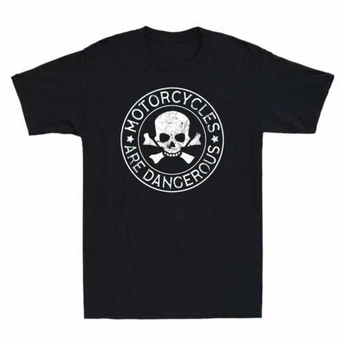 

Dangerous Motorcycles Funny Skeleton Skull Biker Men s T-Shirt 4XL