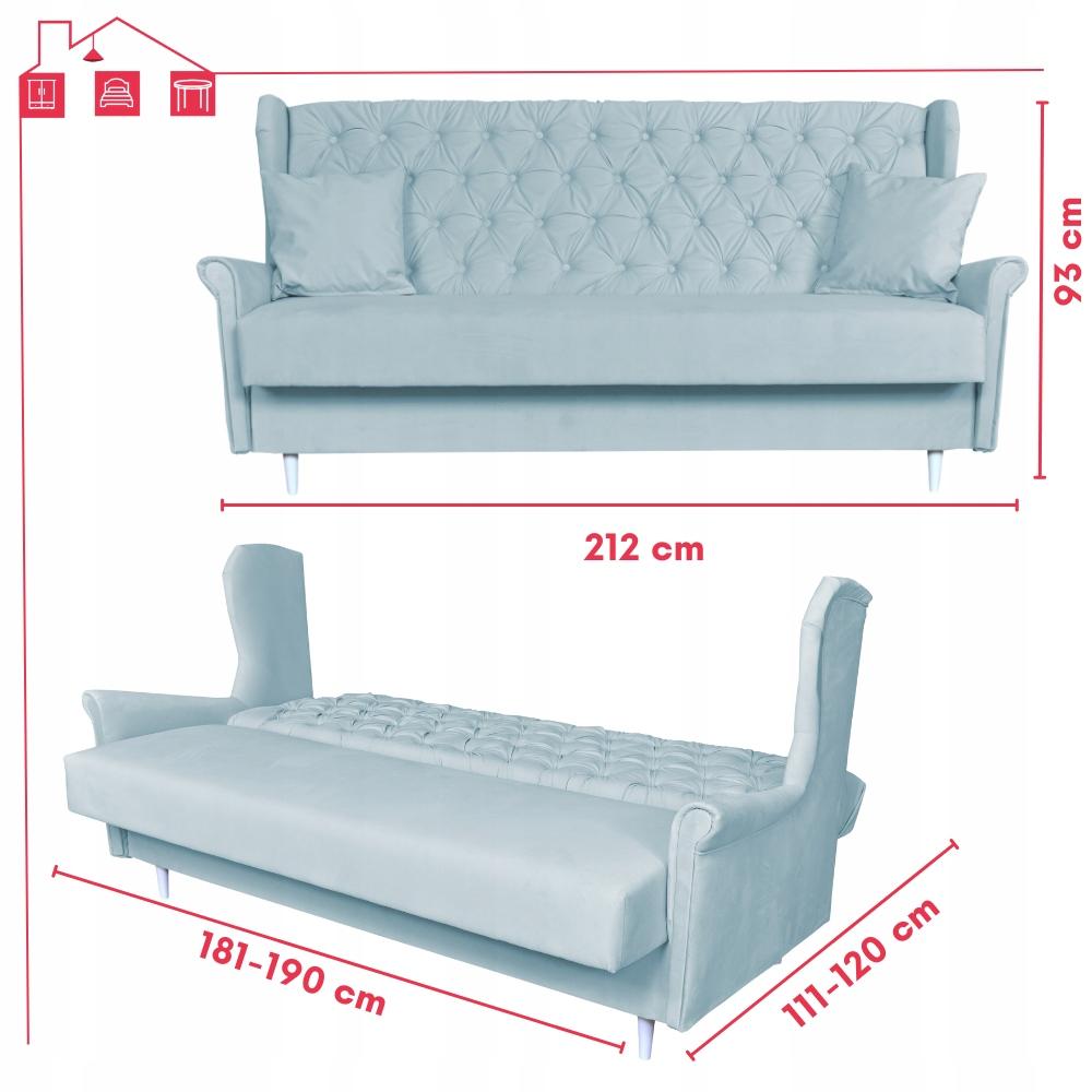 Sofa niebieska błękitna 3 osobowa WERSALKA welurowa uszak GAJA Family Meble