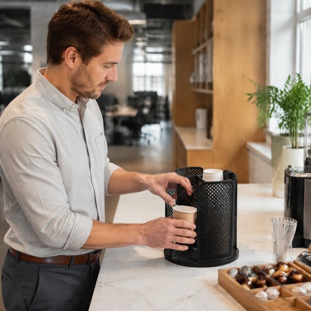 4 Compartment Paper Cup Dispenser 360 Rotating Desktop Cup Rack Coffee Cup Organizer For Office
