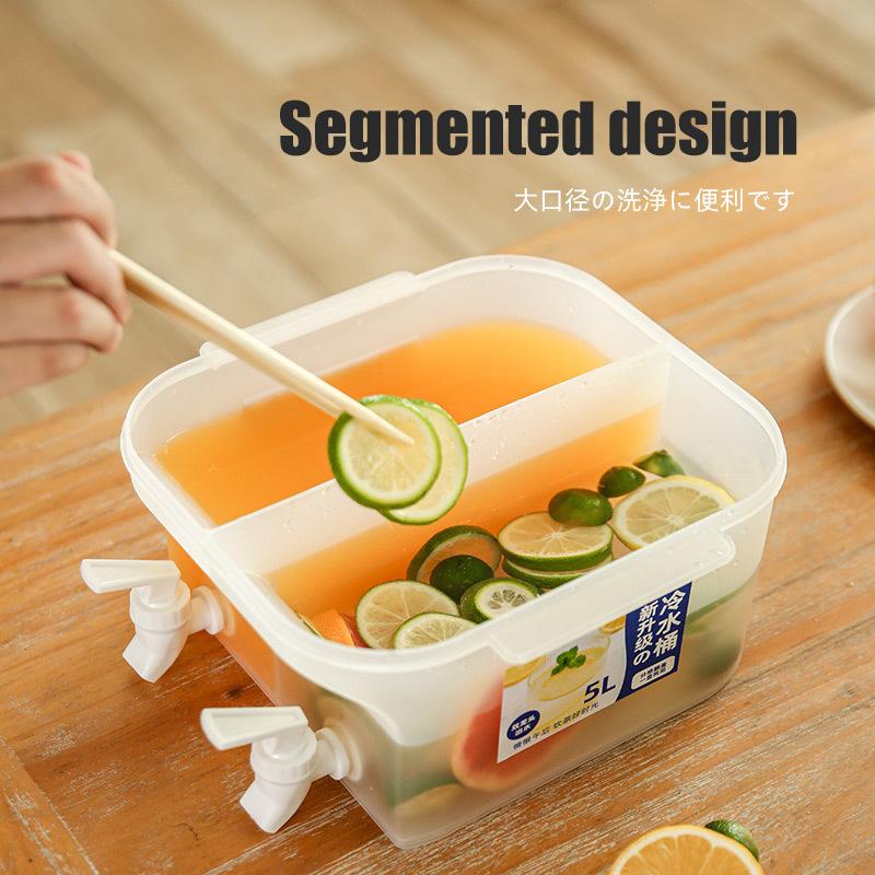 5L Large Cold Kettle Refrigerator With Double Faucet Lemonade Bottle Drinkware Kettle Pot Beverage Dispenser Cool Water Jug
