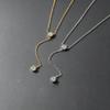 14K Gold Plated S925 Sterling Silver Zircon Y-shaped Tassel Necklace for Women