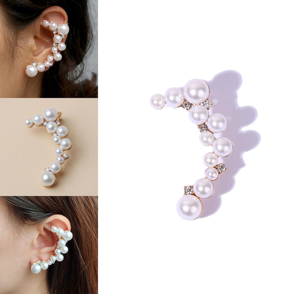 Stylish Simulation Pearl Earring With Sparkling Rhinestones For Fashionable Women